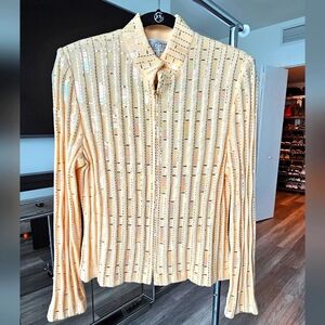 ST. JOHN Jacket size 8, color cream, multicolor accents
